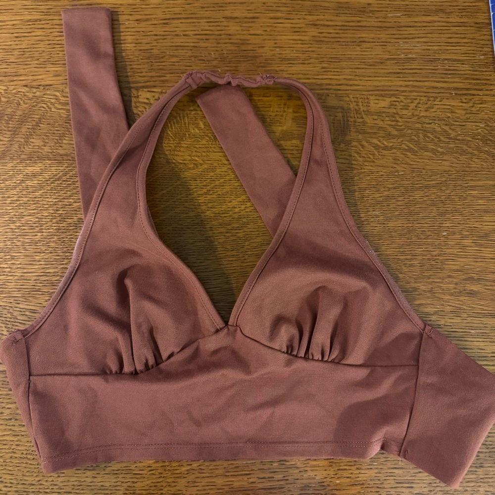 Women's Brown Halter Crop Top Altard State